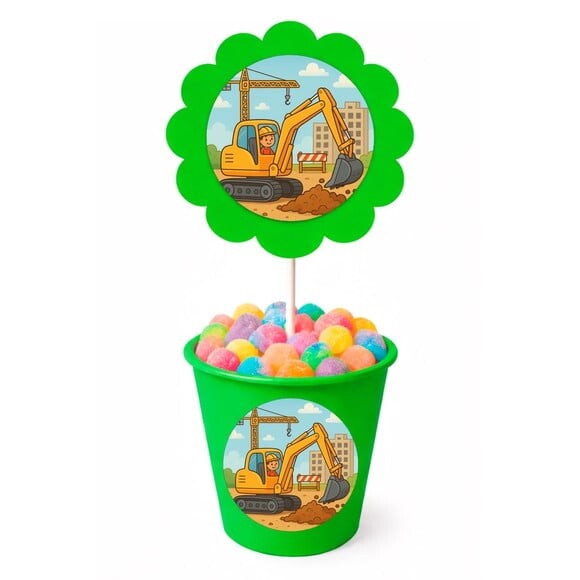Centro de Mesa Flor Personalizado Retroescavadeira