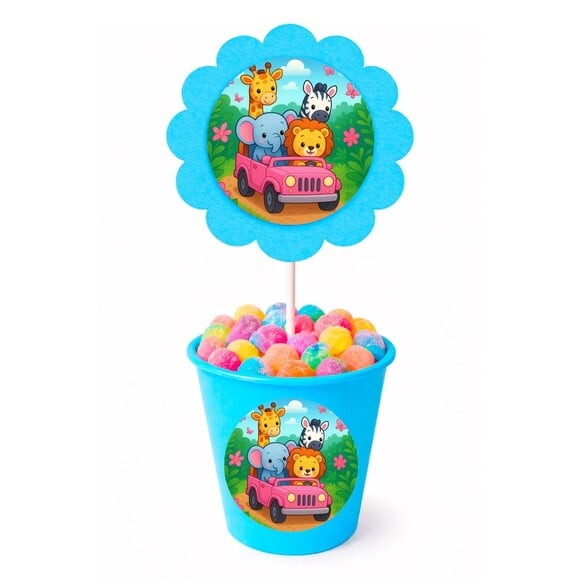 Centro de Mesa Flor Personalizado Safari Rosa