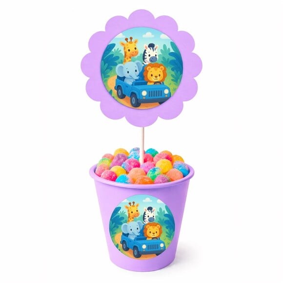 Centro de Mesa Flor Personalizado Safari Azul