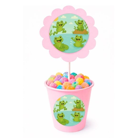 Centro de Mesa Flor Personalizado Sapos Divertidos