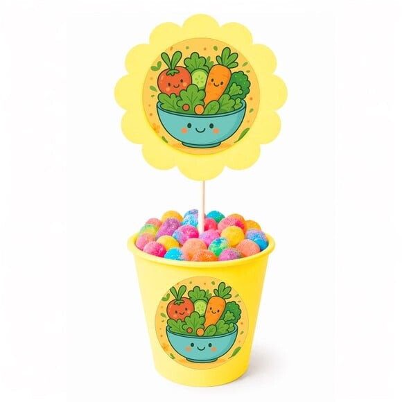 Centro de Mesa Flor Personalizado Salada Divertida