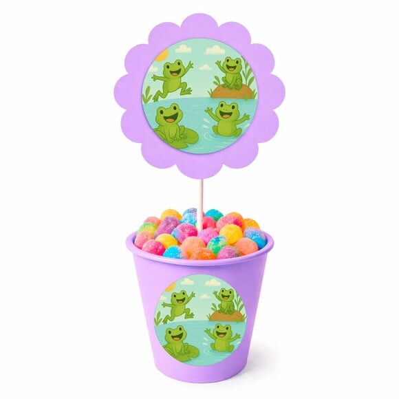 Centro de Mesa Flor Personalizado Sapos Divertidos