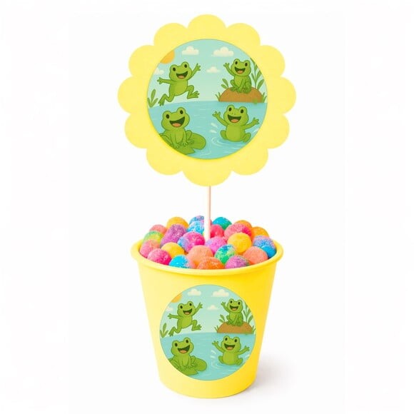 Centro de Mesa Flor Personalizado Sapos Divertidos