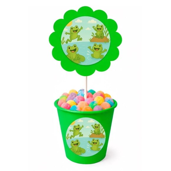 Centro de Mesa Flor Personalizado Sapos Divertidos