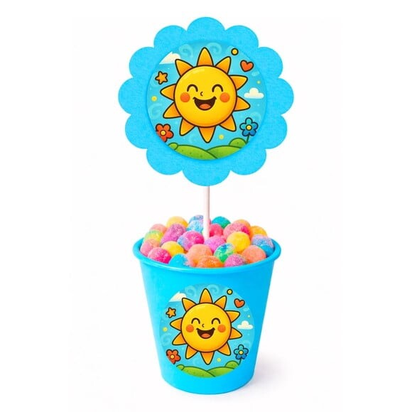 Centro de Mesa Flor Personalizado Sol Sorridente