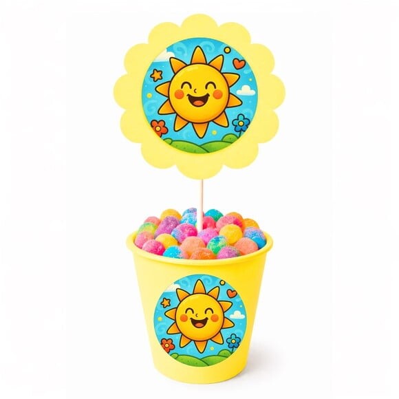 Centro de Mesa Flor Personalizado Sol Sorridente