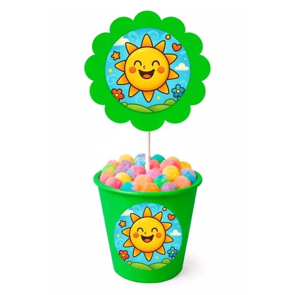 Centro de Mesa Flor Personalizado Sol Sorridente