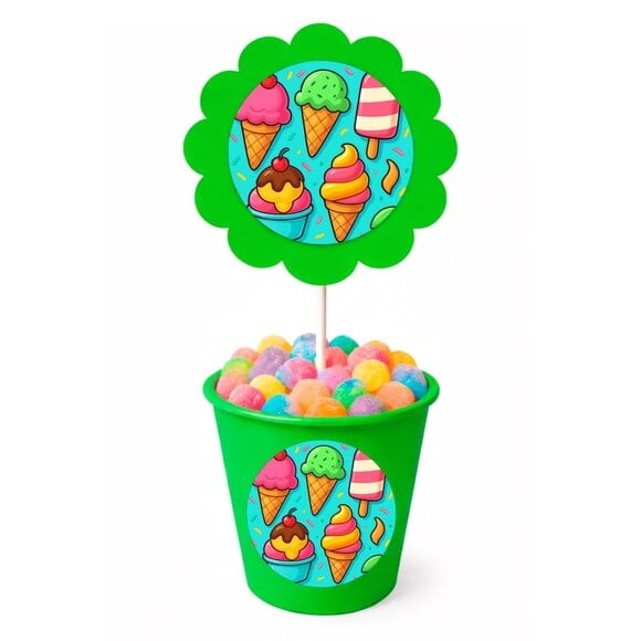 Centro de Mesa Flor Personalizado Sorvetes