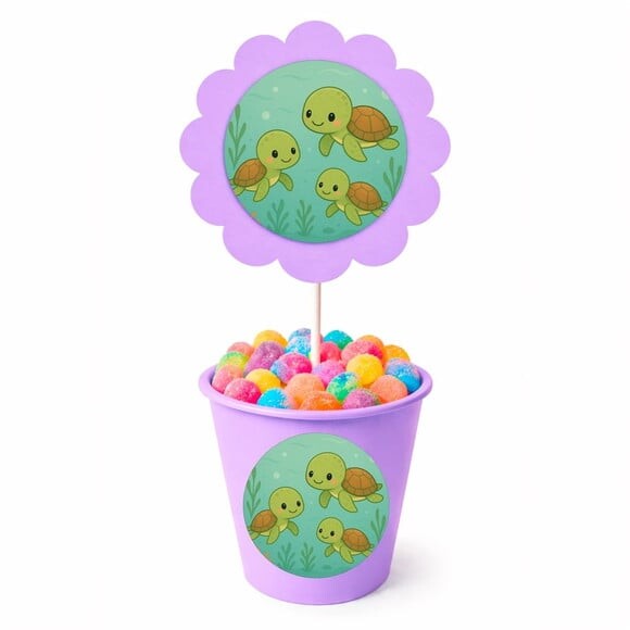 Centro de Mesa Flor Personalizado Tartaruguinhas