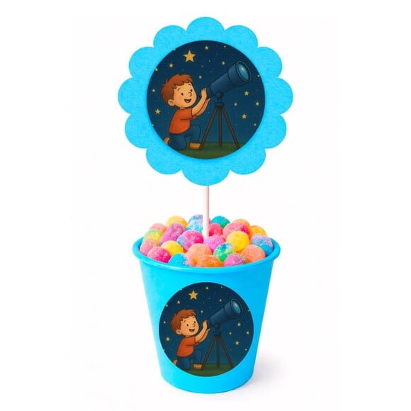 Centro de Mesa Flor Personalizado Telescópio Kids