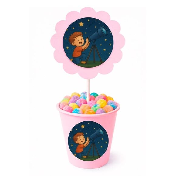 Centro de Mesa Flor Personalizado Telescópio Kids