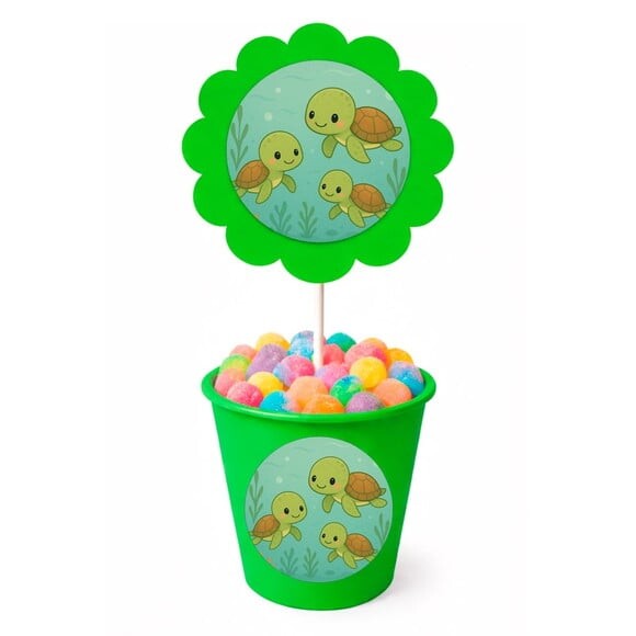 Centro de Mesa Flor Personalizado Tartaruguinhas