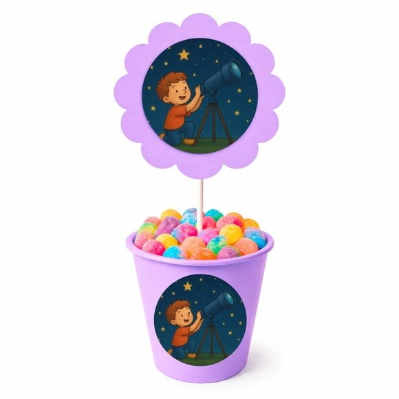 Centro de Mesa Flor Personalizado Telescópio Kids