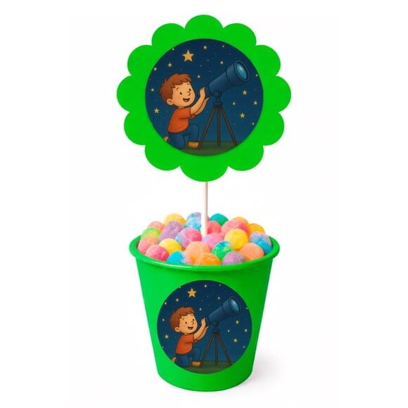 Centro de Mesa Flor Personalizado Telescópio Kids