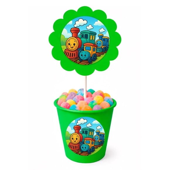 Centro de Mesa Flor Personalizado Trens Antigos