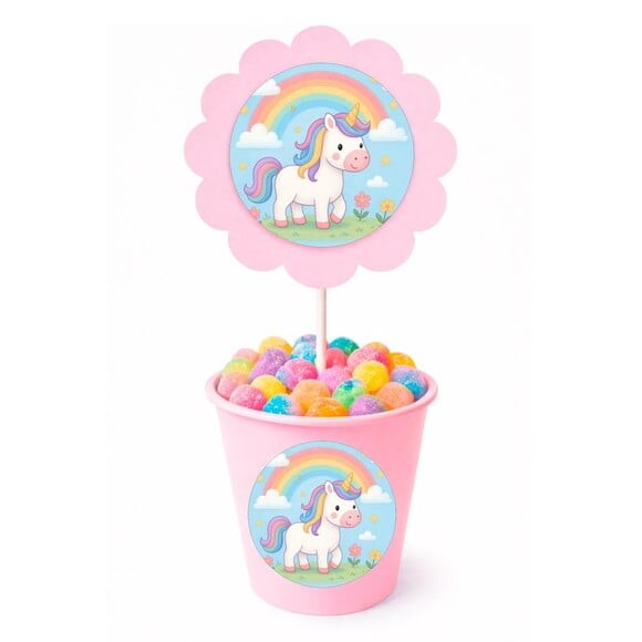 Centro de Mesa Flor Personalizado Unicórnio