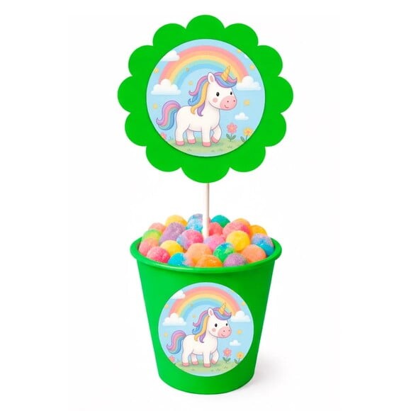 Centro de Mesa Flor Personalizado Unicórnio