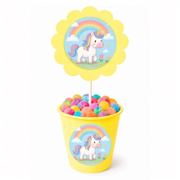 Centro de Mesa Flor Personalizado Unicórnio