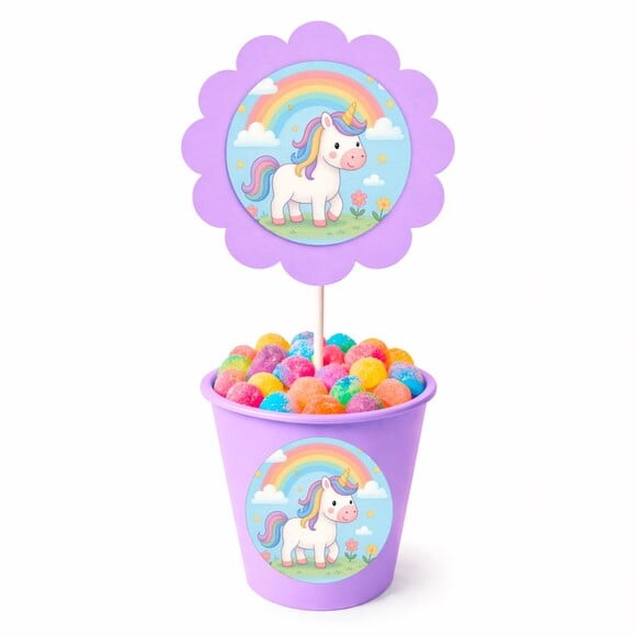 Centro de Mesa Flor Personalizado Unicórnio