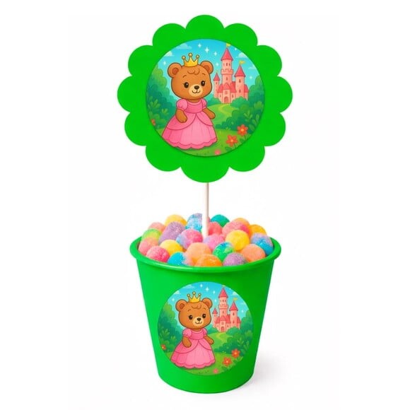 Centro de Mesa Flor Personalizado Ursinha Princesa