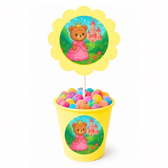 Centro de Mesa Flor Personalizado Ursinha Princesa