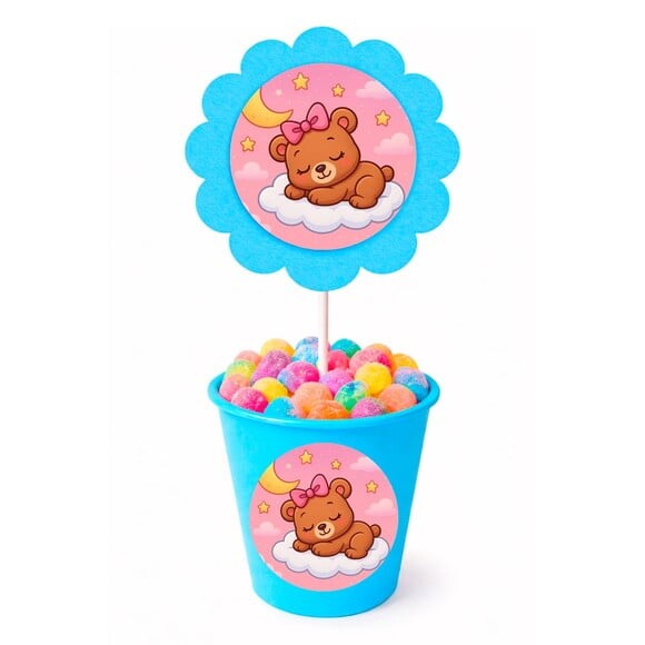 Centro de Mesa Flor Personalizado Ursinha Soninho