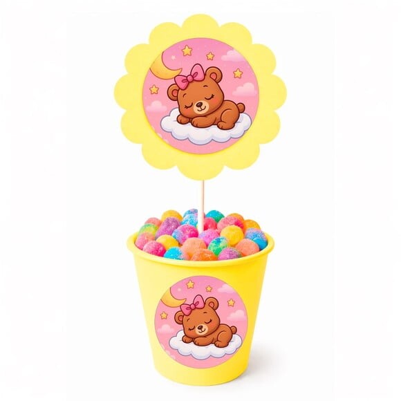 Centro de Mesa Flor Personalizado Ursinha Soninho