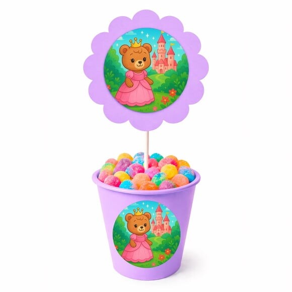Centro de Mesa Flor Personalizado Ursinha Princesa