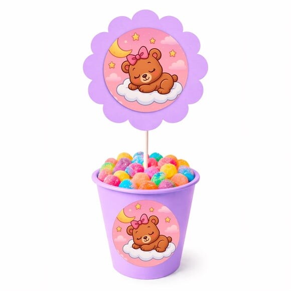 Centro de Mesa Flor Personalizado Ursinha Soninho
