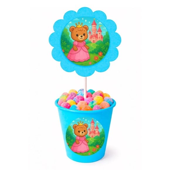 Centro de Mesa Flor Personalizado Ursinha Princesa