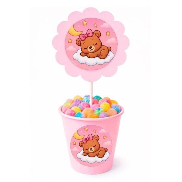 Centro de Mesa Flor Personalizado Ursinha Soninho