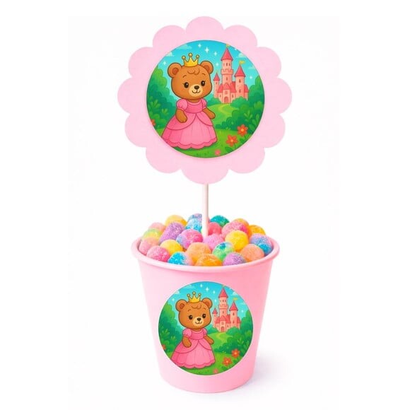 Centro de Mesa Flor Personalizado Ursinha Princesa