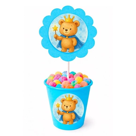 Centro de Mesa Flor Personalizado Ursinho Príncipe
