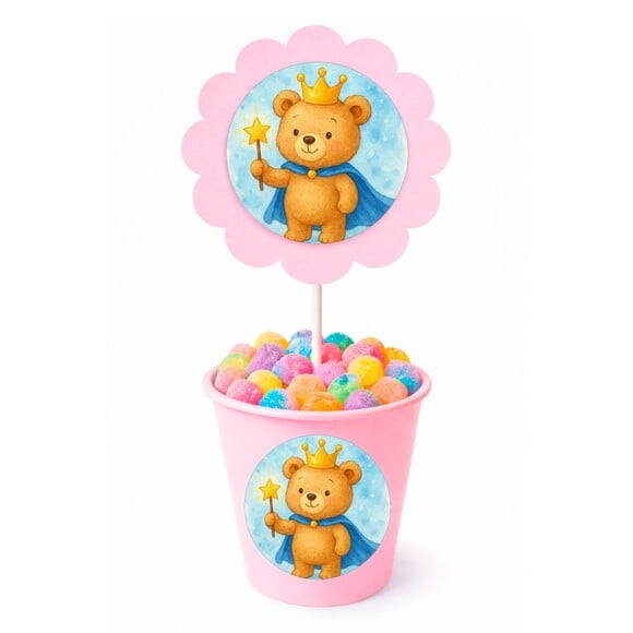Centro de Mesa Flor Personalizado Ursinho Príncipe