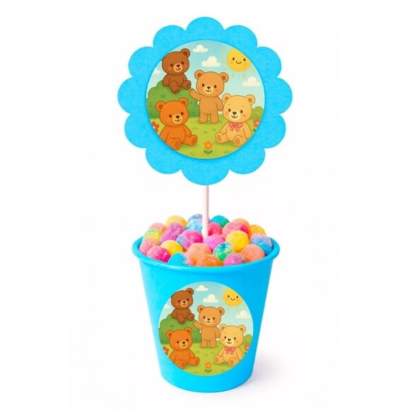 Centro de Mesa Flor Personalizado Ursinhos