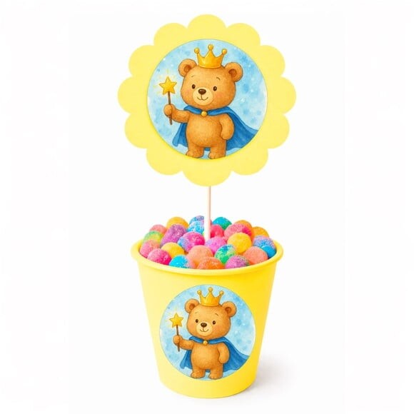 Centro de Mesa Flor Personalizado Ursinho Príncipe