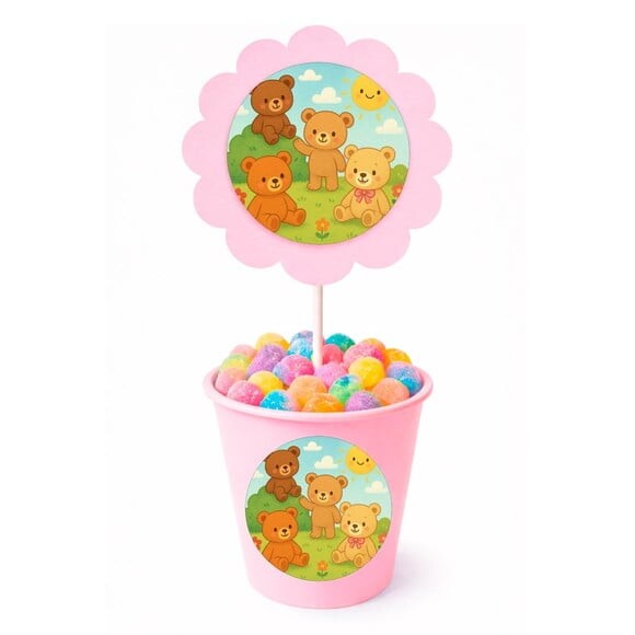 Centro de Mesa Flor Personalizado Ursinhos