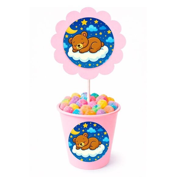 Centro de Mesa Flor Personalizado Ursinho Soninho