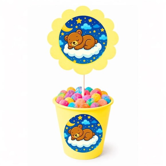 Centro de Mesa Flor Personalizado Ursinho Soninho