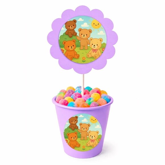 Centro de Mesa Flor Personalizado Ursinhos