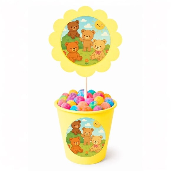 Centro de Mesa Flor Personalizado Ursinhos