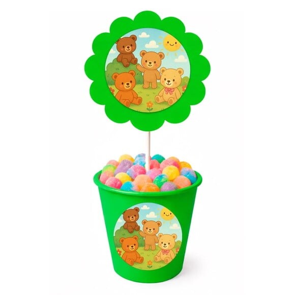 Centro de Mesa Flor Personalizado Ursinhos