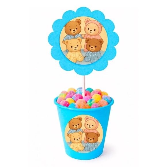 Centro de Mesa Flor Personalizado Ursinhos de Pijama