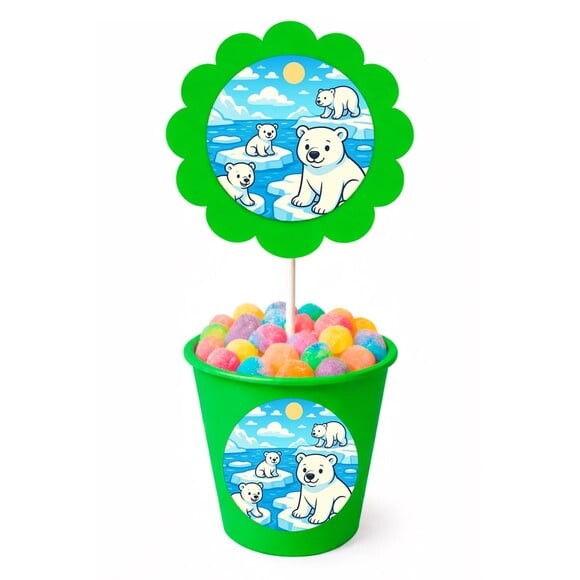 Centro de Mesa Flor Personalizado Ursos Polares