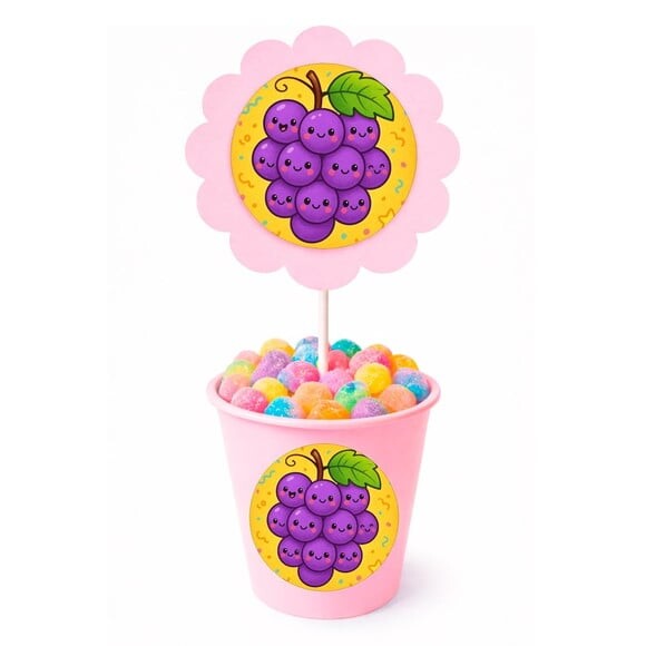 Centro de Mesa Flor Personalizado Uvinhas Fofas