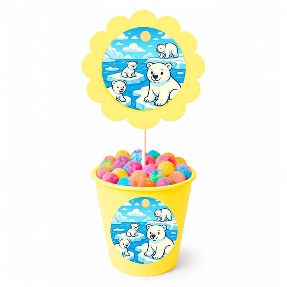 Centro de Mesa Flor Personalizado Ursos Polares