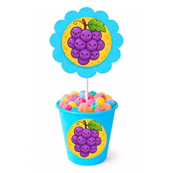 Centro de Mesa Flor Personalizado Uvinhas Fofas