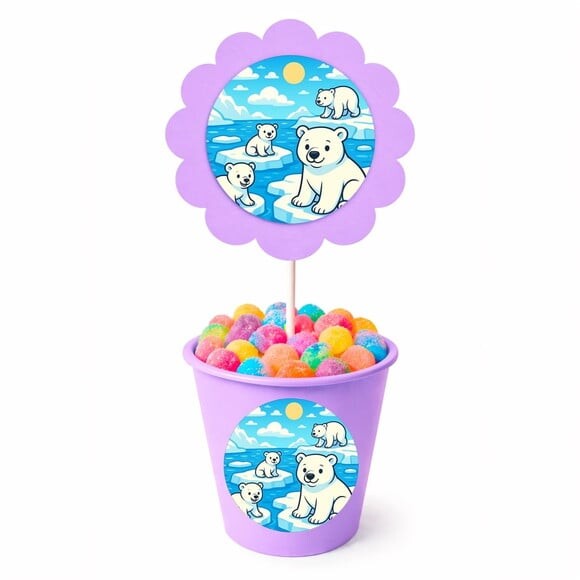 Centro de Mesa Flor Personalizado Ursos Polares