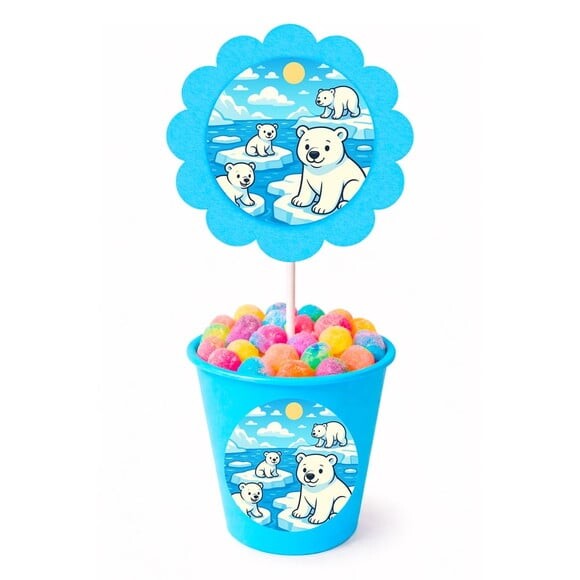 Centro de Mesa Flor Personalizado Ursos Polares