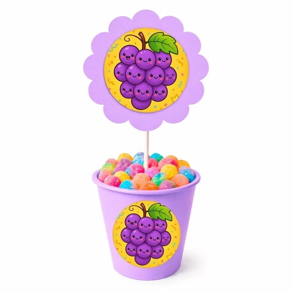 Centro de Mesa Flor Personalizado Uvinhas Fofas